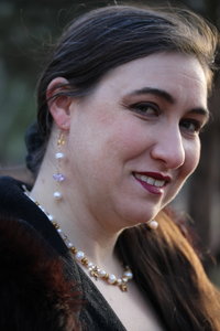 Amethyst and Pearl Dangle Earrings on Spiral Earwires