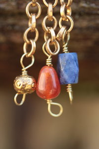 Triple Gem Byzantine Style Earrings