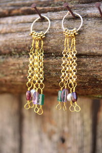 Quadruple Gem Byzantine Style Earrings