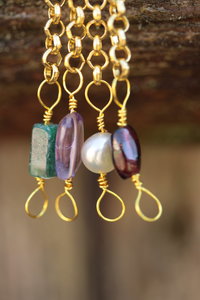 Quadruple Gem Byzantine Style Earrings