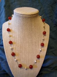 Carnelian and Pearl Ancient Imperial Roman Byzantine Necklace