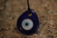 Evil Eye Lampwork Glass Pendant Ancient Protective Talisman in Shades of Blue Common in Many Cultures SOLD INDIVIDUALLY w/ or w/o Hemp Cord