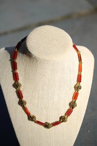 Carnelian and Brass Necklace Inspired by Ancient Egypt Greece Rome for Personal Adornment Historical Interpretation SCA LARP
