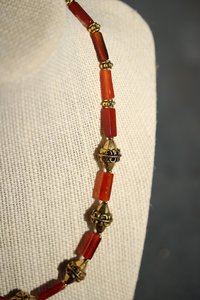 Carnelian and Brass Necklace Inspired by Ancient Egypt Greece Rome for Personal Adornment Historical Interpretation SCA LARP