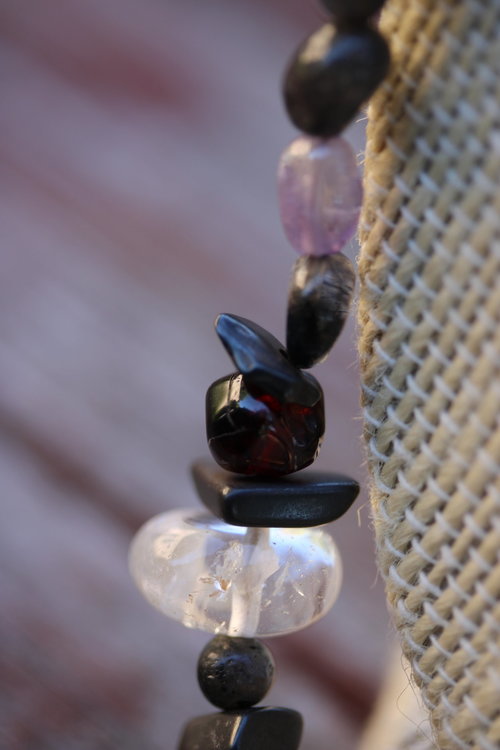 Amethyst Bottle Diviner's Charm Amulet Necklace - Mental Protection Gemstone Mix