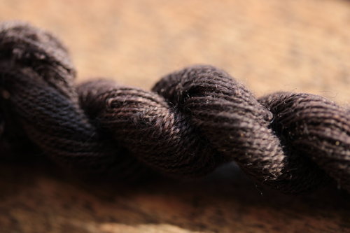 Charcoal Black Plant Dyed Wool Thread Roman Style