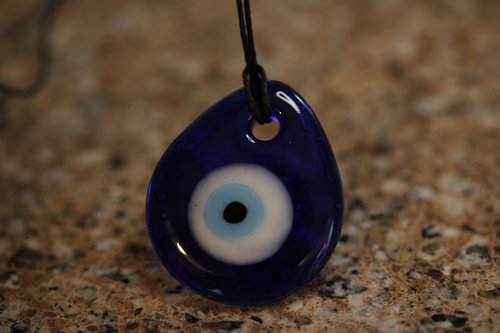 Evil Eye Lampwork Glass Pendant Ancient Protective Talisman in Shades of Blue Common in Many Cultures SOLD INDIVIDUALLY w/ or w/o Hemp Cord