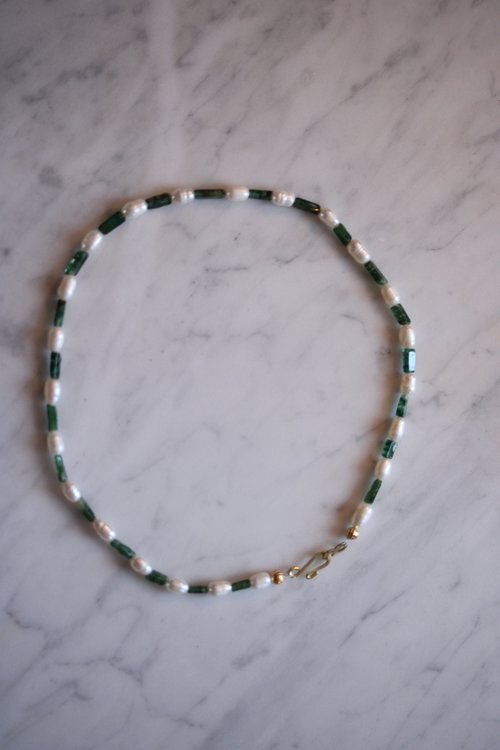 Freshwater Pearl and Emerald Green Aventurine Necklace Inspired by Ancient Egypt Greece Rome for Personal Adornment Historical SCA LARP