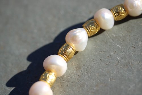 Pearl and Brass Necklace Inspired by Ancient Rome Greece Egypt for Personal Adornment Historical Interpretation SCA LARP Renn Faire