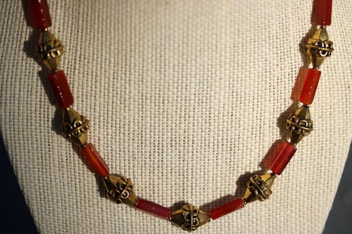 Carnelian and Brass Necklace Inspired by Ancient Egypt Greece Rome for Personal Adornment Historical Interpretation SCA LARP