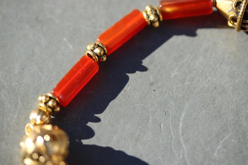 Carnelian and Brass Bracelet Inspired by Ancient Egypt Greece Rome for Personal Adornment Historical Interpretation SCA LARP