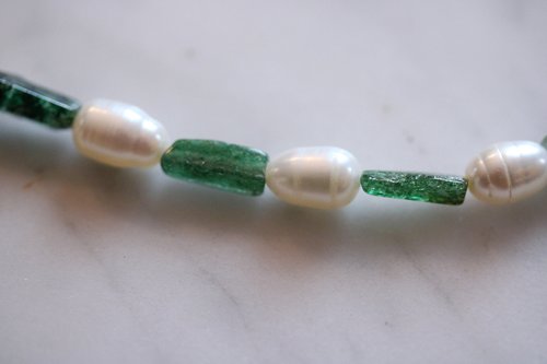 Freshwater Pearl and Emerald Green Aventurine Necklace Inspired by Ancient Egypt Greece Rome for Personal Adornment Historical SCA LARP