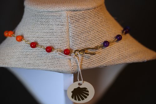 Ancient Roman x GAY PRIDE Rainbow Colors Necklace with Glass Beads Captured on Handmade Chain 
