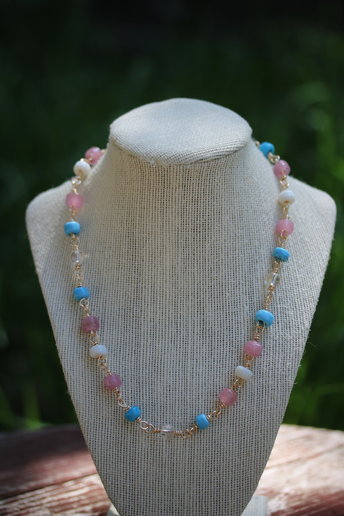 Transgender Pride Necklace With Simple Glass Beads
