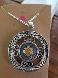Reversible Pewter and "Amber" Pendant #3