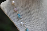 Ancient Roman TRANS PRIDE Necklace with Millefiori Glass, Pearls, Rose Quartz, and Rock Crystal