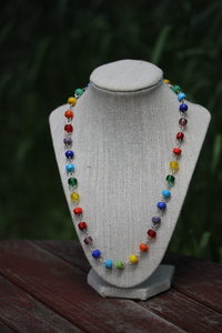 One of a Kind Rainbow Queer Pride Necklace with Glass Beads 