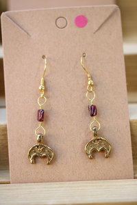 Blood Moon Garnet Lunula Crescent Moon Earrings