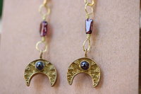 Blood Moon Deluxe Garnet Lunula Crescent Moon Earrings