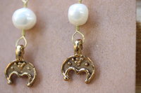 River of the Moon Pearl & Lunula Crescent Moon Earrings