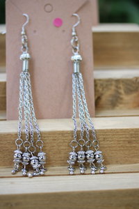 Swingy Silver Tone Chain and Dangle Earrings
