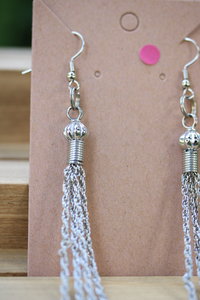 Swingy Silver Tone Chain and Dangle Earrings