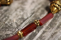 Carnelian and Brass Beaded Bracelet, Ancient Greek Roman Egyptian Inspired