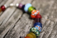 Rainbow Recycled, Lampwork, and Foiled Glass Beaded Bracelet/Anklet