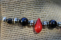 Blood Angel Onyx Coral Pearl and Metal Choker Necklace