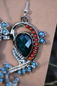 Bejeweled Peacock Earrings 