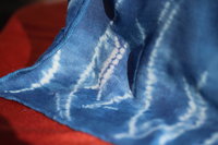 Indigo Ombre Tree-forms Stitched Resist Silk-Wool Blend Scarf