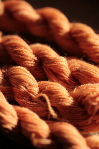Orange Wool Thread Dyed with Madder and Weld for Weaving and Embroidery