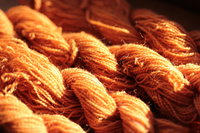 Orange Wool Thread Dyed with Lichens for Narrow Weaving and Embroidery