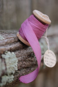 Lichen Dyed Orchid Pink ~1/2" Silk Ribbons 