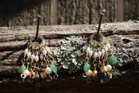 Pearl and Gemstone Earrings Byzantine Style