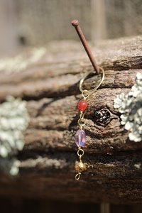 Carnelian and Amethyst Dangle Earrings Inspired By Ancient Rome/Byzantine Empire