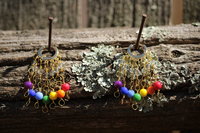 Rainbow Pride Chain Dangle Earrings Byzantine Style