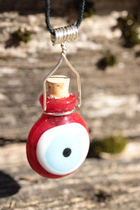 Fiery Wall of Protection Evil Eye Bottle Pendant