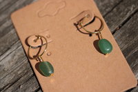 Green Aventurine Dangle Hoop Earrings Inspired by Ancient Earrings