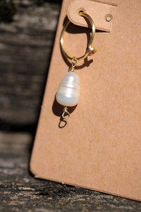 Freshwater Pearl Dangle Hoop Earrings Inspired by Ancient Earrings