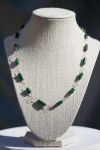 Imperial Roman Emerald Green Aventurine Beaded Chain Necklace Portrait Interpretation Reproduction Available in Multiple Sizes