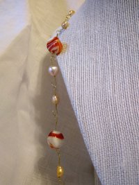 Imperial Roman Inspired Swirled Glass & Freshwater Pearl Beaded Chain Necklace Holiday Vibes
