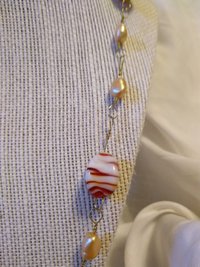 Imperial Roman Inspired Swirled Glass & Freshwater Pearl Beaded Chain Necklace Holiday Vibes
