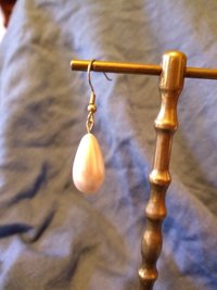 Renaissance Style Teardrop Faux Pearl Earrings on Gold Plated Fishhook Style Wires