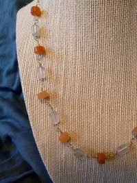 CLEARANCE SALE Ancient Roman Inspired Beaded Loop Chain Necklace w Pale Carnelian and Milky Quartz Beads SCA Renn Faire Victorian