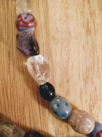 Double Strand, Mostly PURPLE Viking Style Glass Amethyst and Quartz Treasure Bead Festoons Swags Strands Medieval Dark Ages SCA