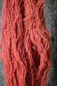Light Red Naturally Dyed Handspun Singles Yarn Great for Doll Hair, Dyed with Madder Root