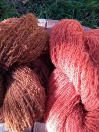 Light Red Naturally Dyed Handspun Singles Yarn Great for Doll Hair, Dyed with Madder Root