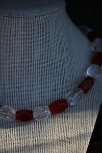 Viking Age Reproduction Necklace or Festoon of Faceted Carnelian and Rock Crystal Quartz