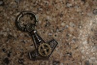 Steampunk Thor's Hammer Mjollnir with Gears Mixed Metals Pendant - Neo Victorian meets Viking meets Punk -